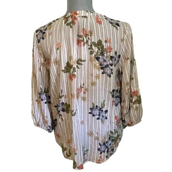 Sonoma Floral Print Button Down 3/4 Sleeve Rayon Blouse Women's Size M - Picture 2 of 4
